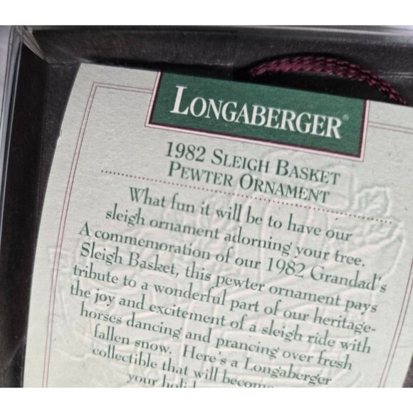 Longaberger Pewter Basket Ornament Set Of 4 With Red Ribbon In Original Box - Picture 10 of 16